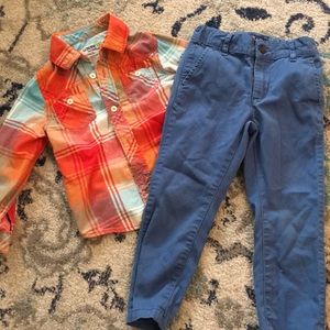 -Boys 4T Button up shirt and chino pants